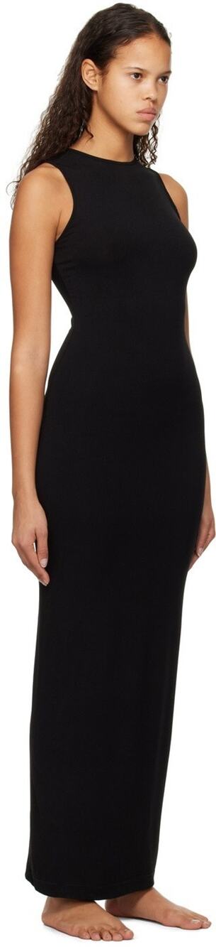 Skims Black Soft Lounge Ribbed Maxi Dress Small
